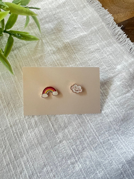 Cloud & Rainbow Stud Set