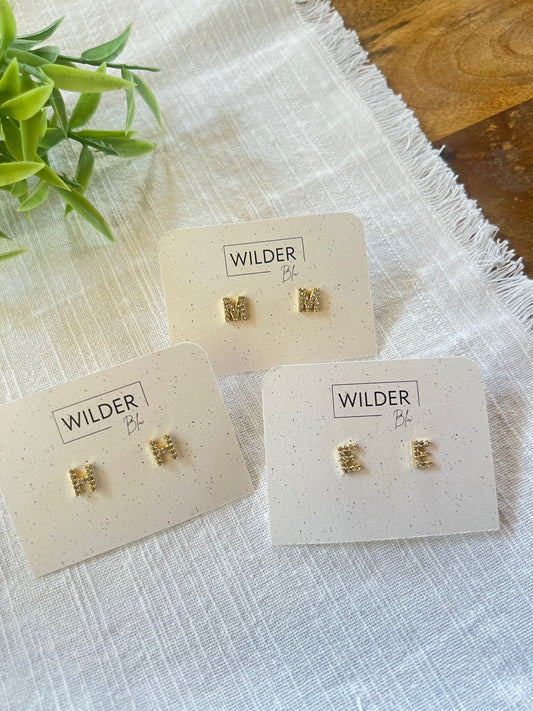 Dainty Rhinestone Initial Studs